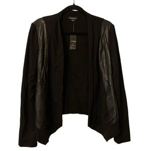 NWT Women’s Medium Bebe Faux Leather Open Front Drape Jacket
